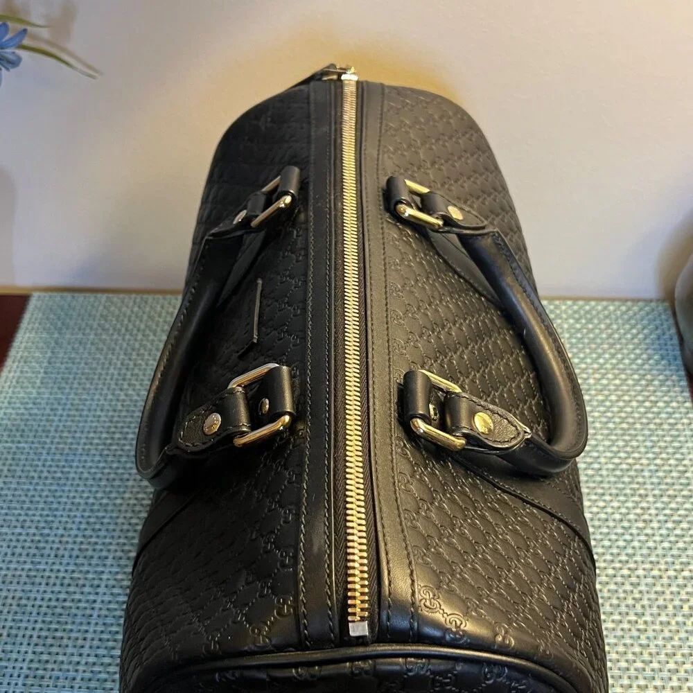 Gucci Micro Guccissima 2WAY Boston Bag Handbag Leather Black - Picture 8 of 16